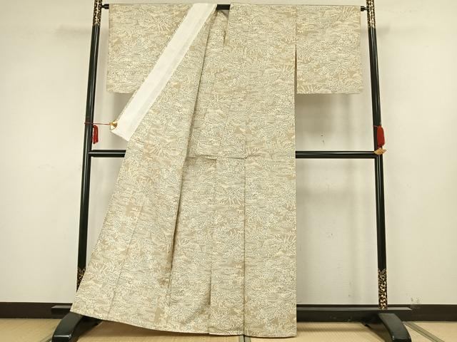 平和屋着物▽本場大島紬 単衣 風景文 正絹 逸品 AABB2077fy
