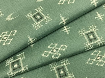 平和屋着物▽上質な紬 単衣 琉球絣 反端付き 正絹 逸品 未使用 AABB2081fy