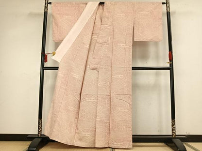 平和屋着物▽上質な紬 単衣 切嵌文 正絹 逸品 AABB2058fy