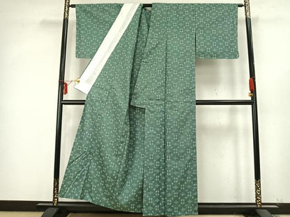 平和屋着物▽上質な紬 単衣 琉球絣 反端付き 正絹 逸品 未使用 AABB2081fy