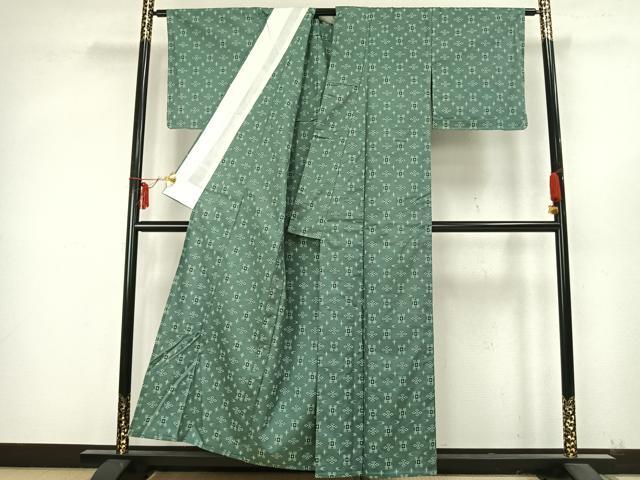 平和屋着物▽上質な紬 単衣 琉球絣 反端付き 正絹 逸品 未使用 AABB2081fy
