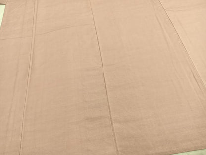 平和屋着物▽上質な紬 単衣 色無地 一斤染色 正絹 逸品 AABB2071fy
