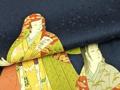平和屋着物▽訪問着 単衣 人物文 金彩 正絹 逸品 AABB2075fy