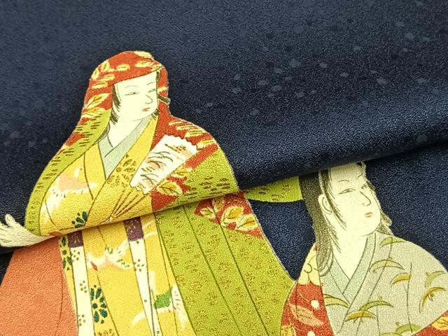 平和屋着物▽訪問着 単衣 人物文 金彩 正絹 逸品 AABB2075fy
