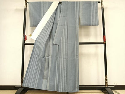 平和屋着物▽上質な紬　単衣　間道　正絹　逸品　AABB2089fy