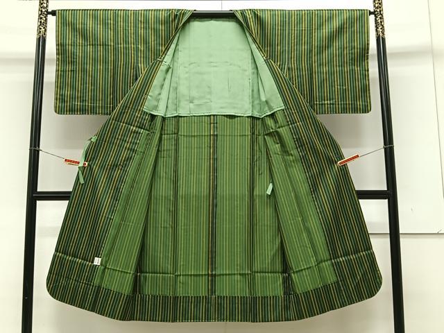 平和屋着物∞道行コート　雨コート　単衣　縞　大丸扱い　正絹　逸品　CAAX7878ua