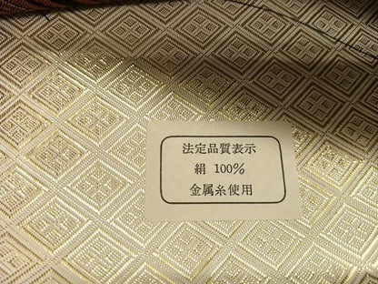 平和屋着物◎全通柄袋帯 斜縞 金糸 正絹 逸品 CAAX7905ua