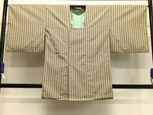 平和屋着物∞道行コート 花しおり 縞 反端付き 正絹 逸品 CAAX7896ua
