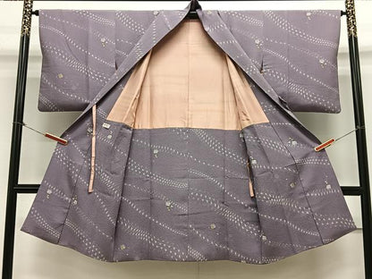 平和屋着物＃道中着　麻の葉文　ロング丈　正絹　逸品　CAAX7871ua