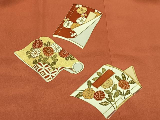 平和屋着物∞道行コート 駒刺繍 冊子花文 藤花房 金彩 正絹 逸品 未使用 CAAX7875ua