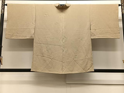 平和屋着物∞羽織 総刺繍 草葉文 白橡色 正絹 逸品 CAAX7866ua