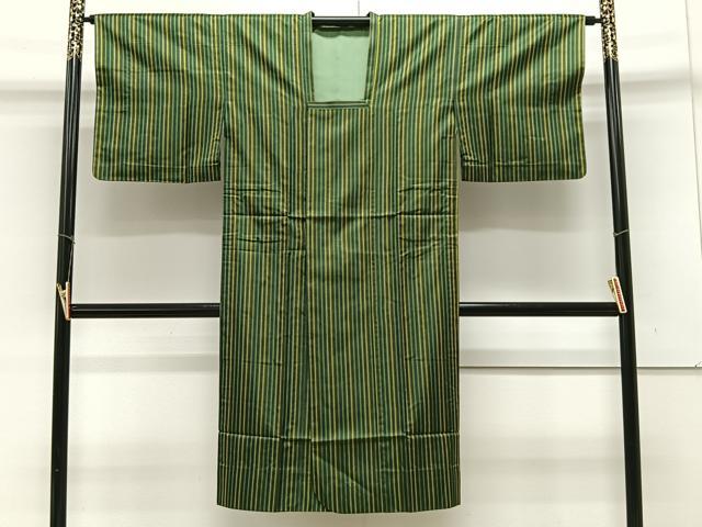 平和屋着物∞道行コート　雨コート　単衣　縞　大丸扱い　正絹　逸品　CAAX7878ua