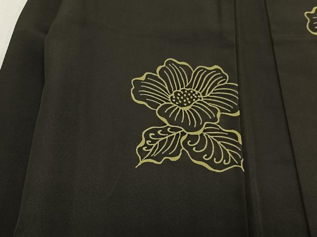 平和屋着物∞羽織　刺繍　草花文　黒地　正絹　逸品　CAAX7880ua