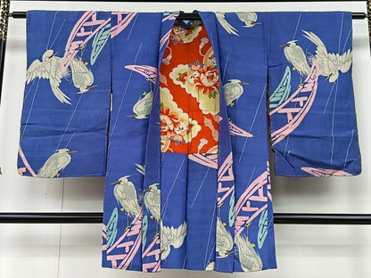 平和屋着物＃アンティーク　大正ロマン　長羽織　紬地　白鷺　正絹　逸品　CAAX7850ua
