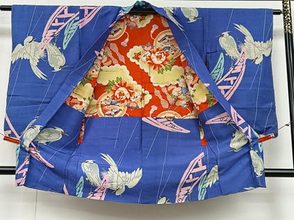 平和屋着物＃アンティーク　大正ロマン　長羽織　紬地　白鷺　正絹　逸品　CAAX7850ua