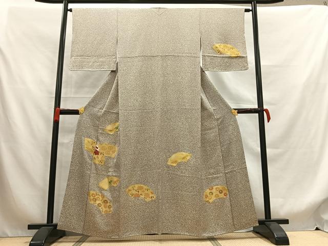 平和屋着物●訪問着　刺繍　地紙草花文　金彩　正絹　逸品　AABB1725mf
