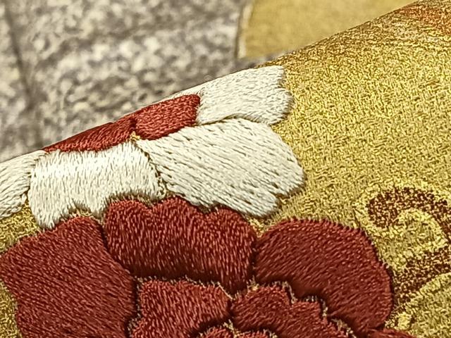 平和屋着物●訪問着　刺繍　地紙草花文　金彩　正絹　逸品　AABB1725mf