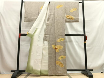 平和屋着物●訪問着　刺繍　地紙草花文　金彩　正絹　逸品　AABB1725mf