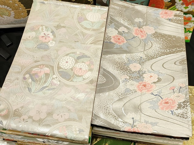 平和屋本店■袋帯 西陣 まとめて100点 鳳凰 鶴 蝶 花柄 宝相華 服部織物謹製 金銀糸 など 着用可能多数 未使用品あり 全て正絹 se3673