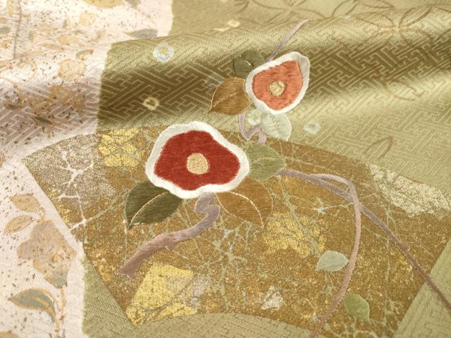 平和屋着物●訪問着 作家物 刺繍 地紙花文 金彩 正絹 逸品 AABB3803ck