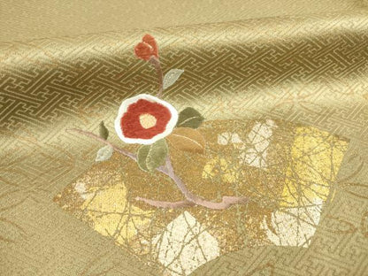 平和屋着物●訪問着 作家物 刺繍 地紙花文 金彩 正絹 逸品 AABB3803ck