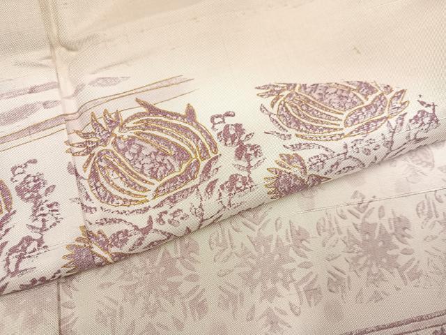平和屋着物●訪問着 紬地 型染め 草花文 金彩 正絹 逸品 AABB2967ph