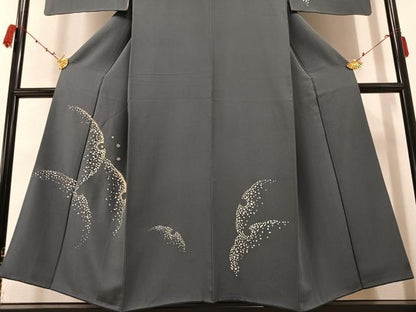 平和屋着物●訪問着　刺繍　雪輪文様　金銀彩　正絹　逸品　AABB2971ph