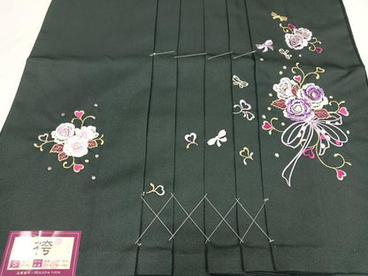 平和屋着物●行灯袴　刺繍　舞花文　金糸　洗える着物　未使用　AABB3603ph