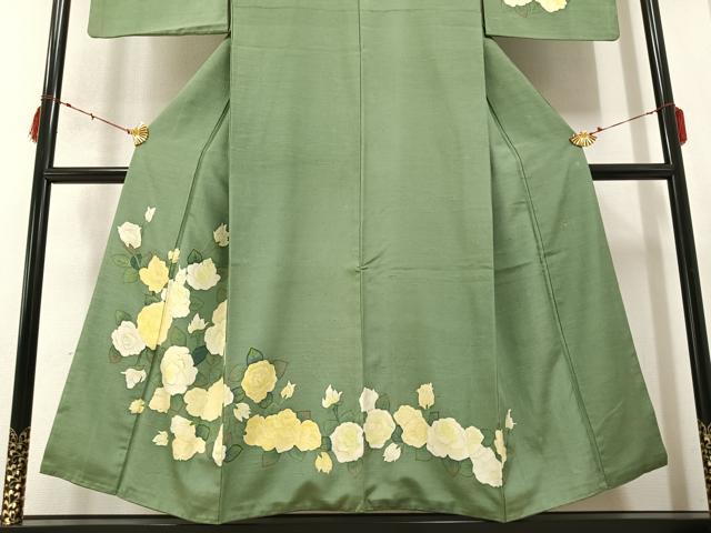 平和屋着物●訪問着 作家物 紬地 枝花文 正絹 逸品 AABB3635ph