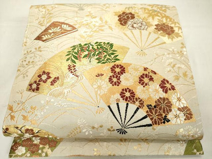 平和屋着物◎全通柄京袋帯　地紙花文　正絹　逸品　DAAX5281cd
