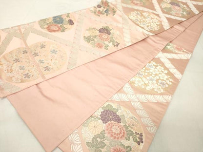 平和屋着物◎六通柄袋帯　唐織　花菱文　金糸　正絹　逸品　DAAX5285cd