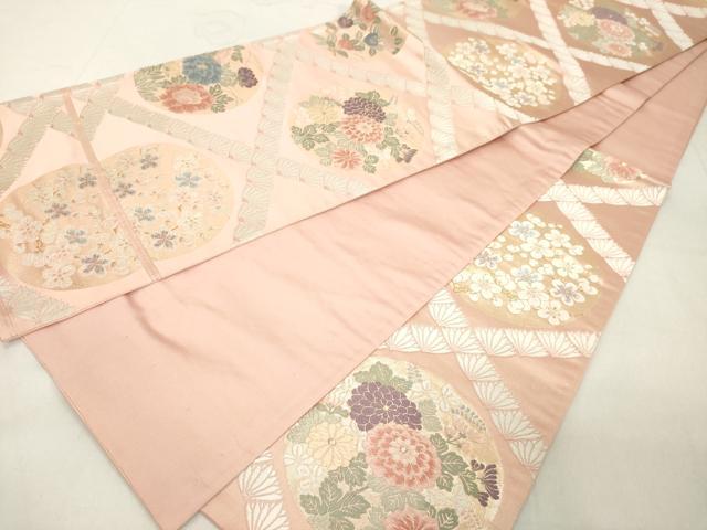 平和屋着物◎六通柄袋帯　唐織　花菱文　金糸　正絹　逸品　DAAX5285cd