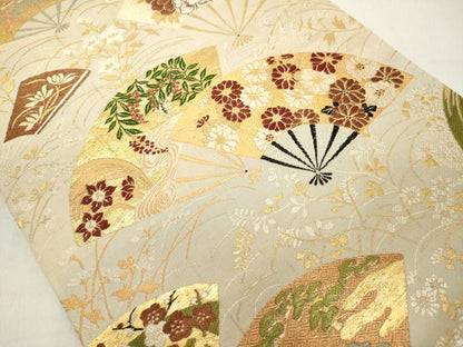 平和屋着物◎全通柄京袋帯　地紙花文　正絹　逸品　DAAX5281cd