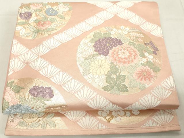 平和屋着物◎六通柄袋帯　唐織　花菱文　金糸　正絹　逸品　DAAX5285cd