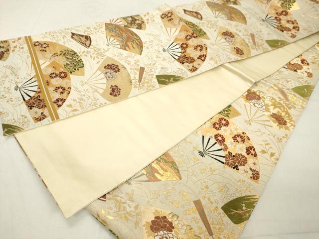 平和屋着物◎全通柄京袋帯　地紙花文　正絹　逸品　DAAX5281cd