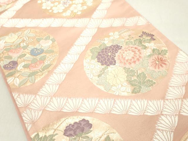 平和屋着物◎六通柄袋帯　唐織　花菱文　金糸　正絹　逸品　DAAX5285cd