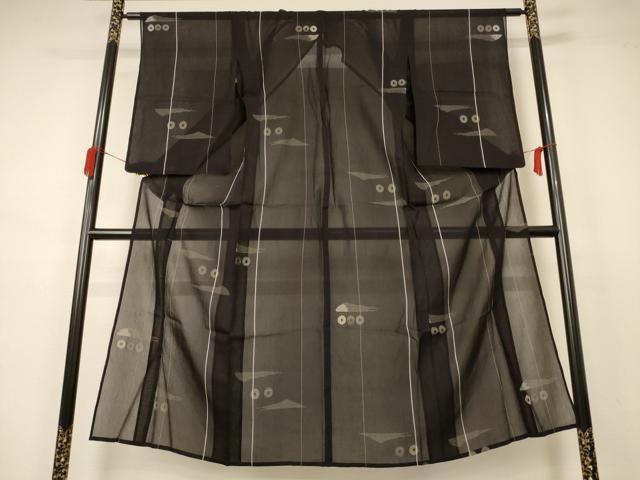 平和屋着物＊夏物 小紋 紗 幾何学文様 正絹 逸品 AABB2538jd