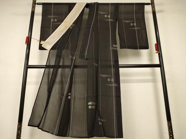平和屋着物＊夏物 小紋 紗 幾何学文様 正絹 逸品 AABB2538jd