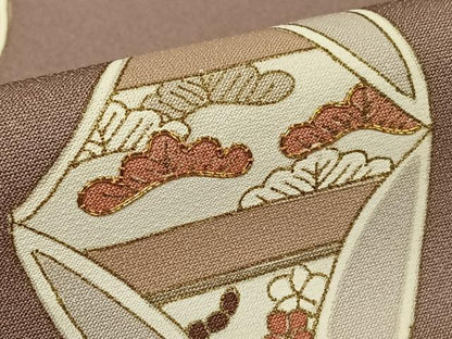 平和屋着物●訪問着　駒刺繍　草花文　金彩　正絹　逸品　AABB0141zg