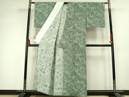 平和屋着物▽小紋 単衣 葡萄蔦の葉文 暈し染め 金彩 洗える着物 AABB2120fy