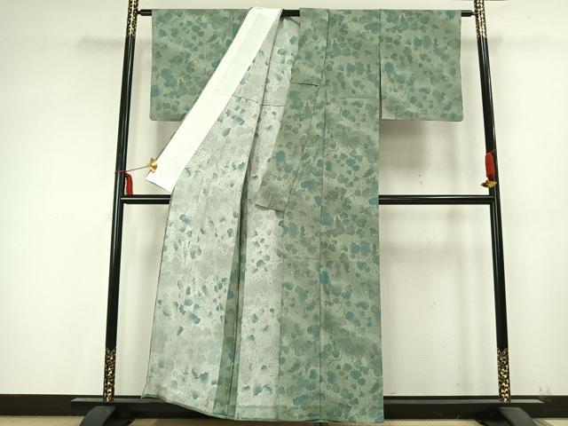 平和屋着物▽小紋 単衣 葡萄蔦の葉文 暈し染め 金彩 洗える着物 AABB2120fy