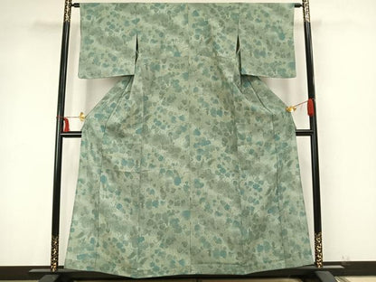 平和屋着物▽小紋 単衣 葡萄蔦の葉文 暈し染め 金彩 洗える着物 AABB2120fy