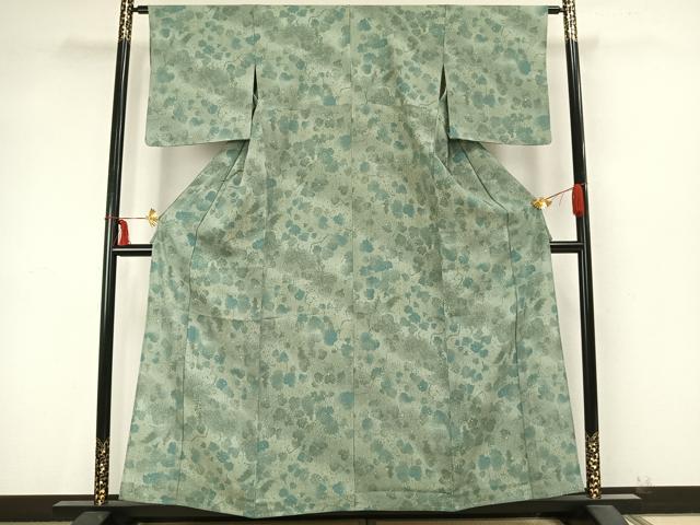 平和屋着物▽小紋 単衣 葡萄蔦の葉文 暈し染め 金彩 洗える着物 AABB2120fy