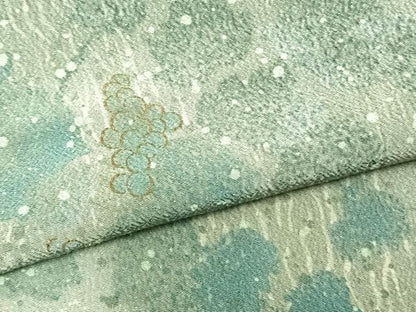 平和屋着物▽小紋 単衣 葡萄蔦の葉文 暈し染め 金彩 洗える着物 AABB2120fy