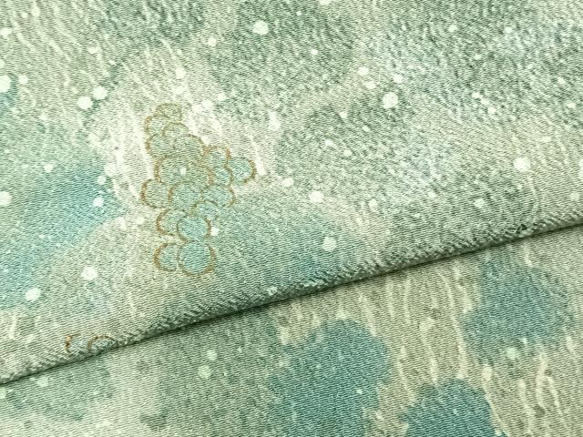 平和屋着物▽小紋 単衣 葡萄蔦の葉文 暈し染め 金彩 洗える着物 AABB2120fy