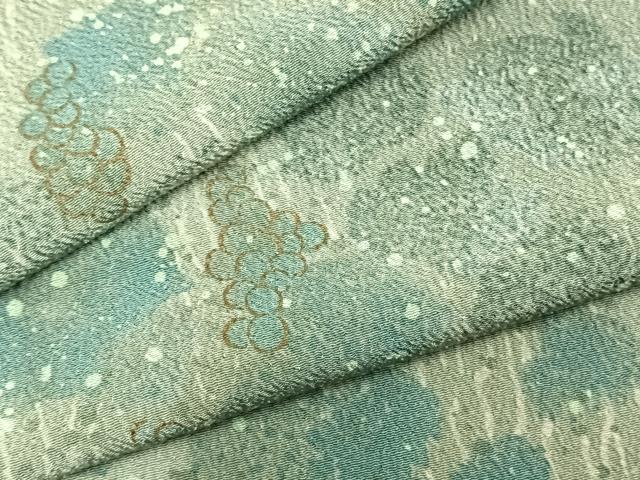 平和屋着物▽小紋 単衣 葡萄蔦の葉文 暈し染め 金彩 洗える着物 AABB2120fy