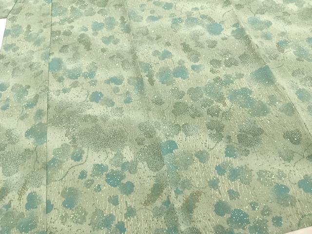 平和屋着物▽小紋 単衣 葡萄蔦の葉文 暈し染め 金彩 洗える着物 AABB2120fy