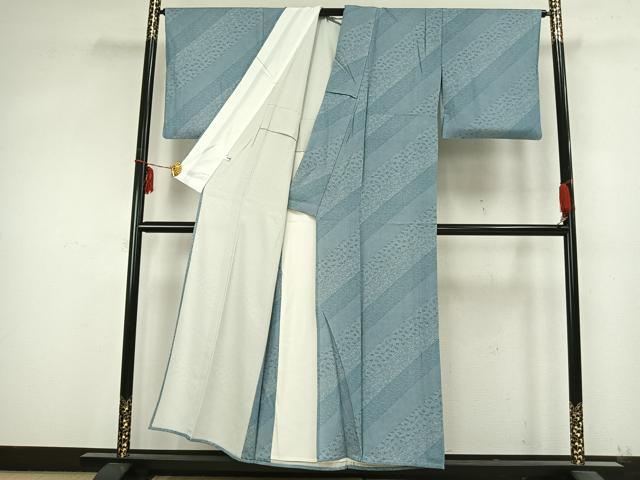 平和屋着物▽江戸小紋 単衣 斜縞 正絹 逸品 AABB2152fy