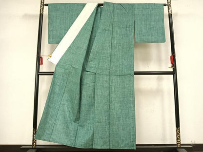平和屋着物▽上質な紬 単衣 縞 正絹 逸品 AABB2136fy