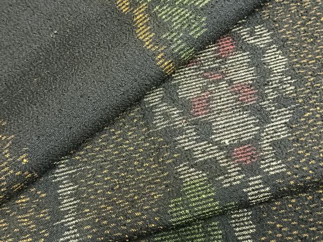 平和屋着物▽お召 単衣 吉祥花間道 正絹 逸品 AABB2143fy